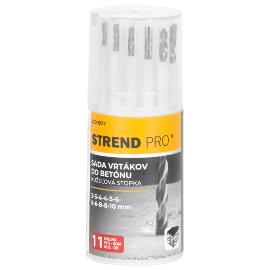 Strend Pro drill set, for concrete, cylindrical shank,  pack. 11 pcs