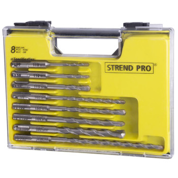 Набор сверл по бетону 8шт.:
5х110, 6х110, 8х110, 6х160, 8х160 mm,
10 x 160, 12 x 160, 8 x 210 Strend рro, SDS+ Набор сверл по бетону 8шт.:
5х110, 6х110, 8х110, 6х160, 8х160 mm,
10 x 160, 12 x 160, 8 x 210 Strend рro, SDS+