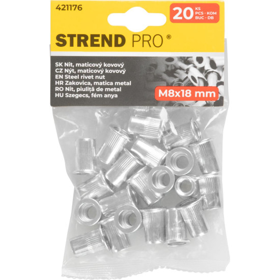 Заклепки резьбовые Strend Pro PACK M08x18, сталь,  20 шт