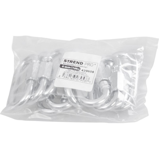 Strend Pro carabiner, with nut, 6 mm, pack. 10 pcs