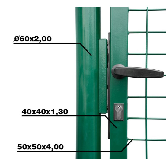 Ворота METALTEC ECO 1000x1600 мм, садовые, зеленые, ZN+PVC