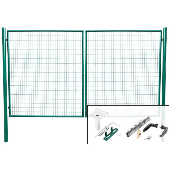 Ворота METALTEC DUO 3580/1950/100х50 мм, двустворчатые, садовые, зеленые, ZN+PVC, RAL6005
