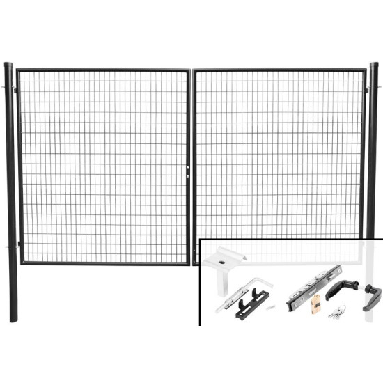 Ворота Strend Pro METALTEC DUO, 3580/1750/100х50 мм, антрацит, двустворчатые, для сада, ZN+PVC, РА