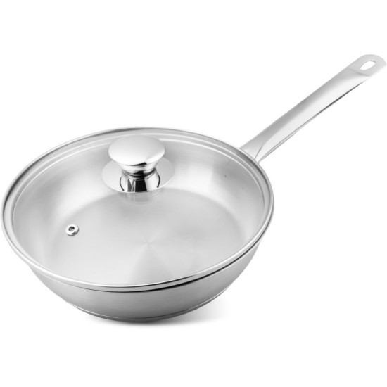 MagicHome Chloe frying pan, 20 cm, 1.5 liters, with glass lid, stainless steel