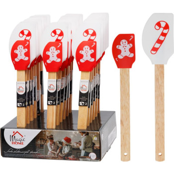 Лопатка для выпечки/кулинарии MagicHome, рождественская, силиконовая, красная/белая с принтом