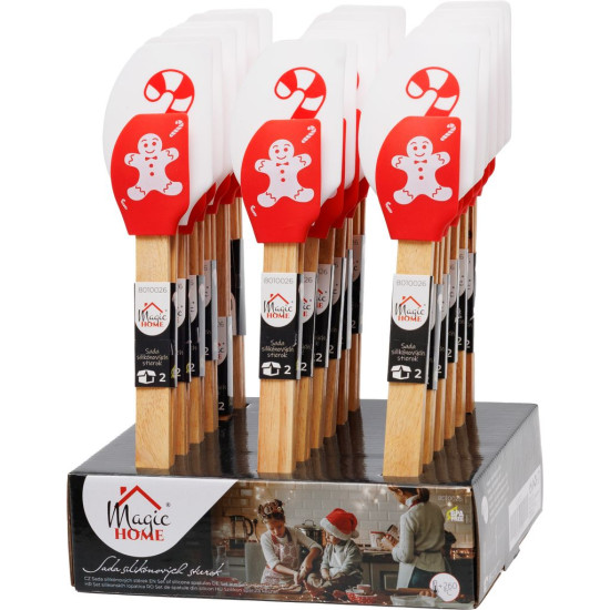 Лопатка для выпечки/кулинарии MagicHome, рождественская, силиконовая, красная/белая с принтом