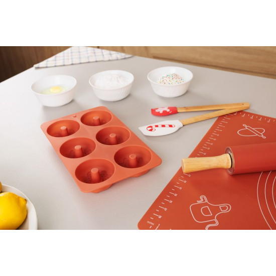 Лопатка для выпечки/кулинарии MagicHome, рождественская, силиконовая, красная/белая с принтом