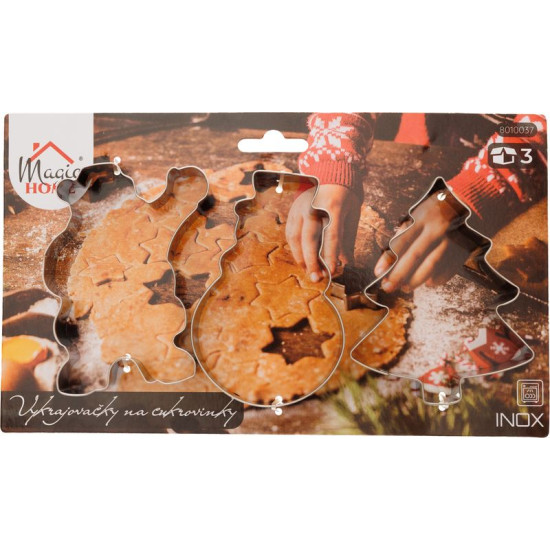 MagicHome Ziemassvētku cepumu formas, cepšanai, eglīte, Ziemassvētku vecītis, sniegavīrs, 3 gab