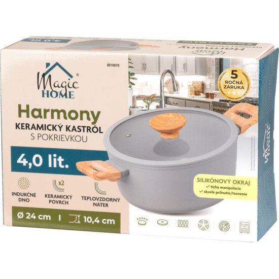 MagicHome Harmony saucepan, with glass lid, 24 cm