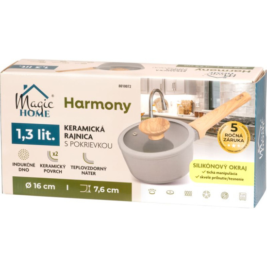 MagicHome Harmony kastrolis, ar stikla vāku, 16 cm
