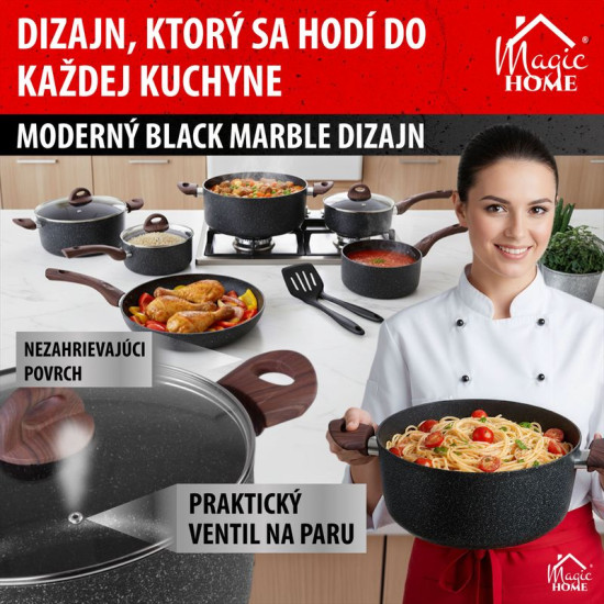MagicHome Black Marble Line virtuves piederumu komplekts, 13 gab.