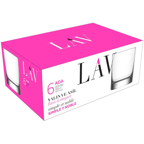 Стакан Ada, LAV, стакан, для виски, 320 мл, 79x93 мм, уп. 6 шт.