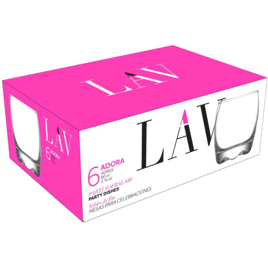 Adora glāze, LAV, stikls, dzērienam/destilātam, 80 ml, 49x61 mm, pak. 6 gab