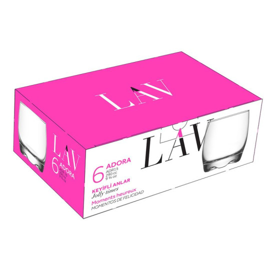 Adora glāze, LAV, stikls, viskijam, 290 ml, 72x88 mm, pak. 6 gab
