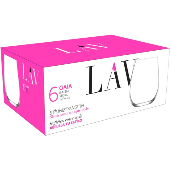 Gaia krūze, LAV, stikls, ūdenim, 360 ml, 63x100 mm, pak. 6 gab Gaia krūze, LAV, stikls, ūdenim, 360 ml, 63x100 mm, pak. 6 gab
