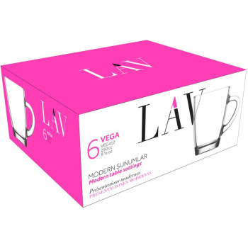 Кружка Vega, LAV, стеклянная, для кофе/чая, 250 мл, 76x100 мм, набор из 6 шт. Кружка Vega, LAV, стеклянная, для кофе/чая, 250 мл, 76x100 мм, набор из 6 шт.