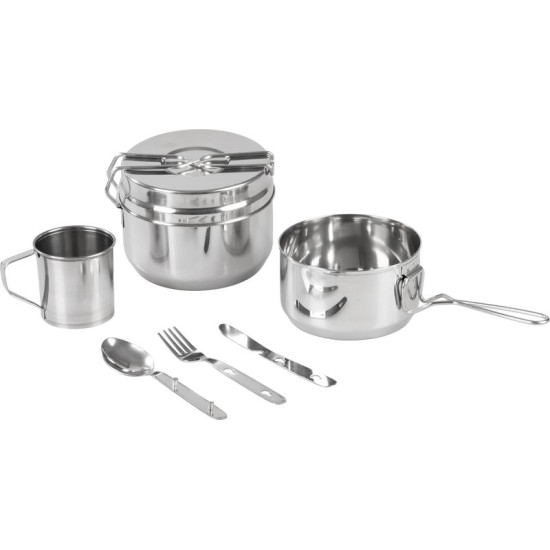 Strend Pro grila komplekts, kempinga ēdamistabas komplekts, nerūsējošais tērauds 13/15cm