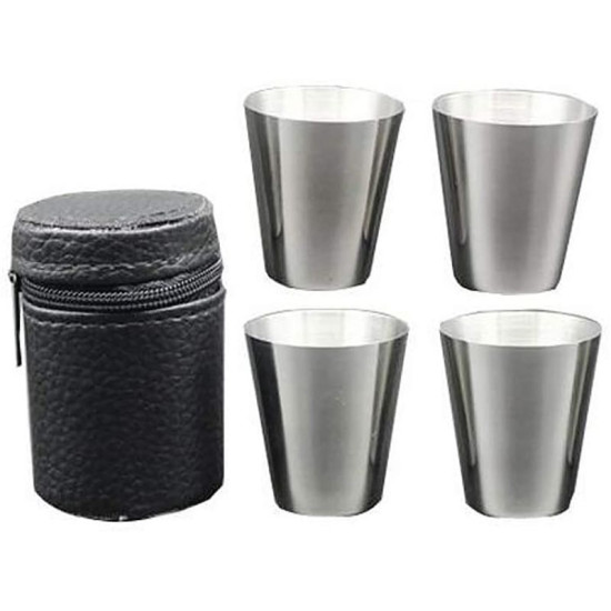 Рюмки MаgiсHome, набор, нержавеющая сталь, в чехле из кожзаменителя, 4 x30 мл.
