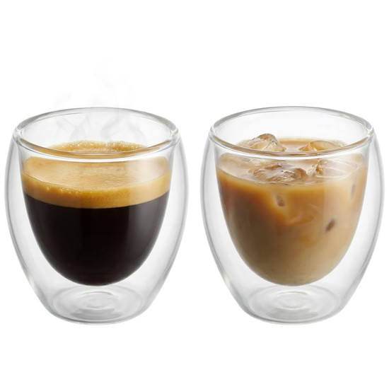 MagicHome double wall thermo glass for coffee/tea, 90 ml, pack of 2 MagicHome double wall thermo glass for coffee/tea, 90 ml, pack of 2