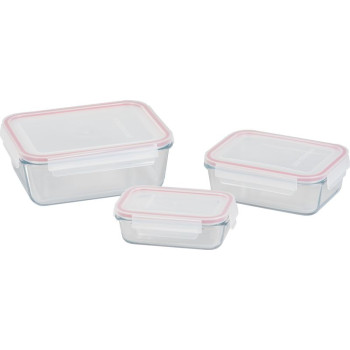 MagicHome баночка, набор из 3 шт., стекло, стекло, прямоугольная, с крышкой, 400/900/1900 мл