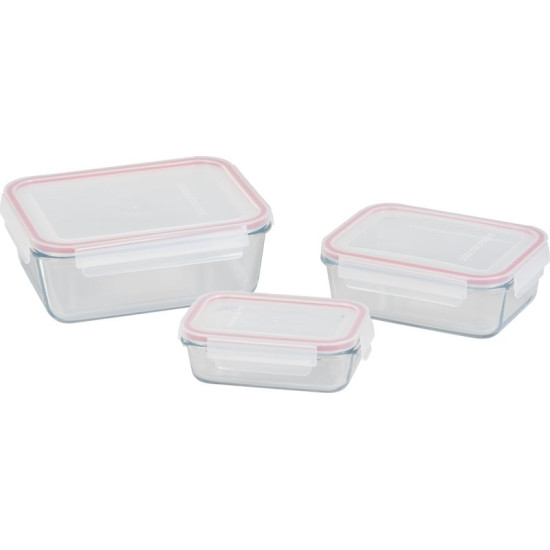 MagicHome баночка, набор из 3 шт., стекло, стекло, прямоугольная, с крышкой, 400/900/1900 мл