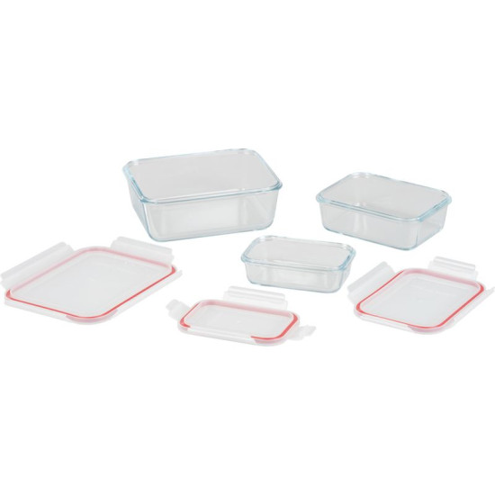 MagicHome баночка, набор из 3 шт., стекло, стекло, прямоугольная, с крышкой, 400/900/1900 мл