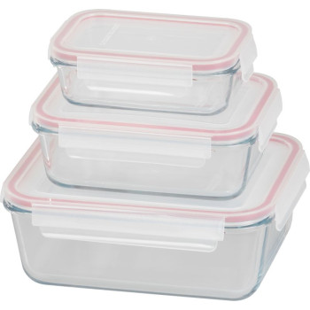 MagicHome баночка, набор из 3 шт., стекло, стекло, прямоугольная, с крышкой, 400/900/1900 мл