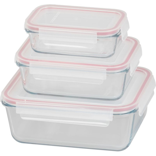 MagicHome баночка, набор из 3 шт., стекло, стекло, прямоугольная, с крышкой, 400/900/1900 мл