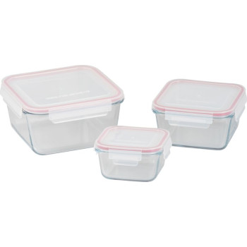 MagicHome баночка, набор из 3 шт., стекло, стекло, квадратная, с крышкой, 450/1000/1900 мл