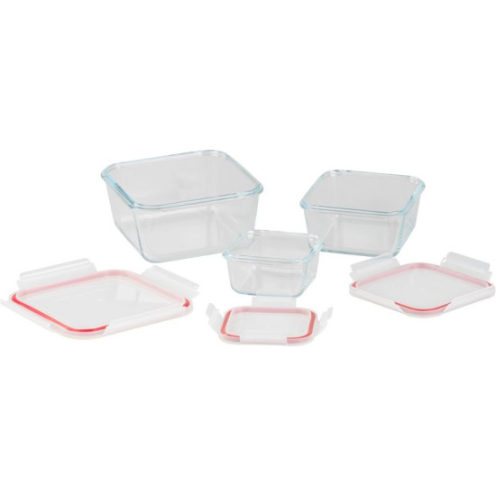 MagicHome баночка, набор из 3 шт., стекло, стекло, квадратная, с крышкой, 450/1000/1900 мл