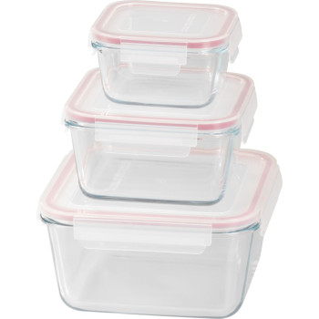 MagicHome баночка, набор из 3 шт., стекло, стекло, квадратная, с крышкой, 450/1000/1900 мл
