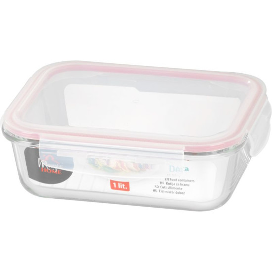 Баночка MagicHome, прямоугольная, 1000 мл, с крышкой, Клипса, стакан