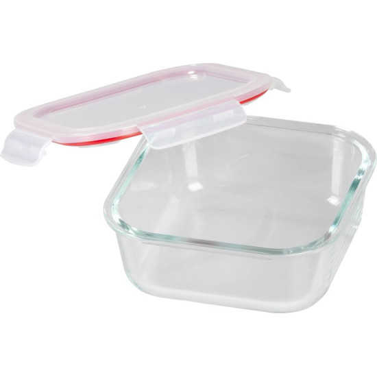 Баночка MagicHome, квадратная, 1200 мл, с крышкой, Клипса, стекло