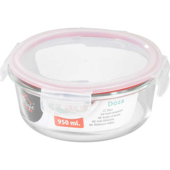 Баночка MagicHome, круглая, 950 мл, с крышкой, Клипса, стекло