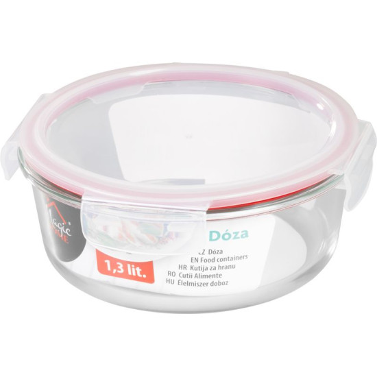 Баночка MagicHome, круглая, 1300 мл, с крышкой, Клипса, стекло