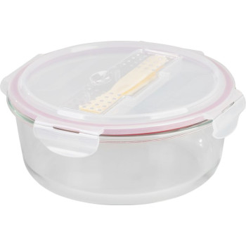 Баночка MagicHome, круглая, 1200 мл, с крышкой, со столовыми приборами, Clip