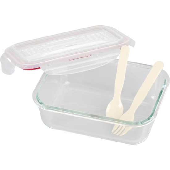 Баночка MagicHome, прямоугольная, 1000 мл, с крышкой, со столовыми приборами, Clip