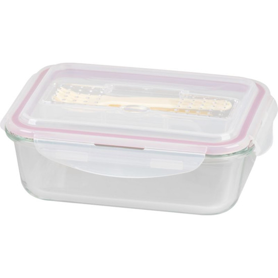 Баночка MagicHome, прямоугольная, 1000 мл, с крышкой, со столовыми приборами, Clip