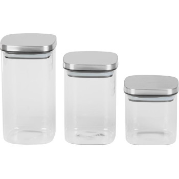 Контейнер MagicHome, 3 шт., 800/1100/1500 мл, стекло, с крышкой из нержавеющей стали