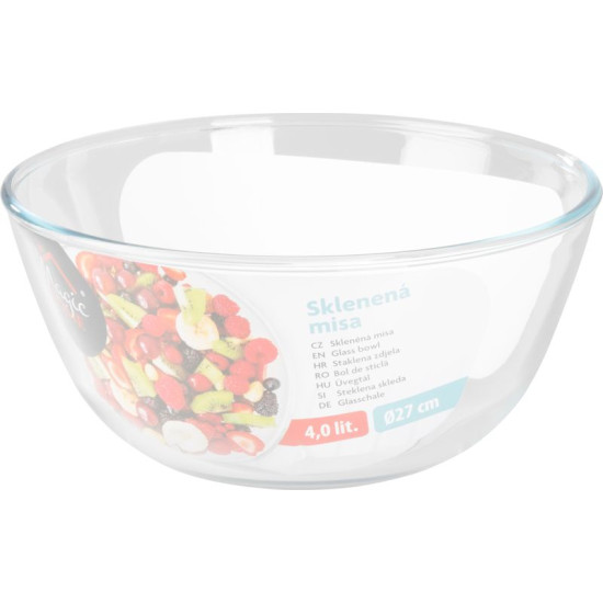 Bļoda MagicHome, stikla, apaļa, salāti, 4 l, 27 cm