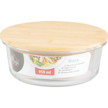 Burka MagicHome, stikla, apaļa, 950 ml, ar bambusa vāku Burka MagicHome, stikla, apaļa, 950 ml, ar bambusa vāku