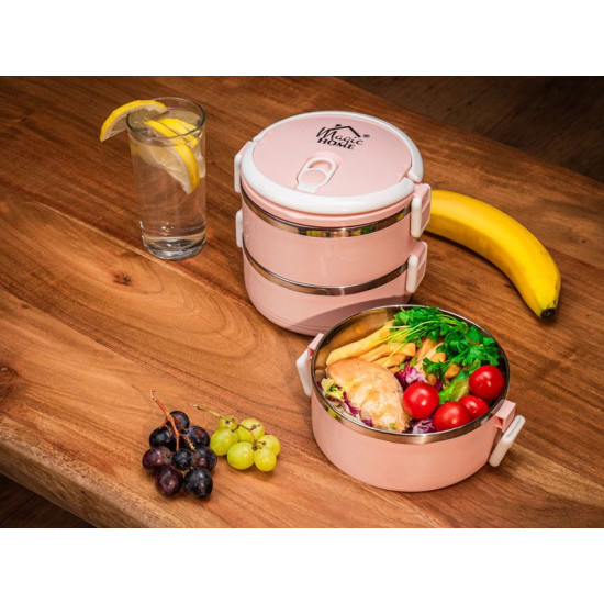 Lunch box MagicHome LB933, 3 pieces, 1.5 lit, pink