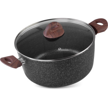 Pot MagicHome Black Marble Line, 24 cm, 4.0 lit, with lid