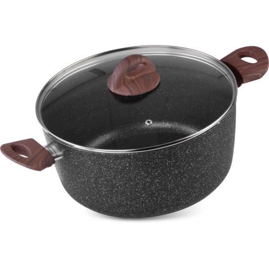 Pot MagicHome Black Marble Line, 28 cm, 5.9 liters, with lid