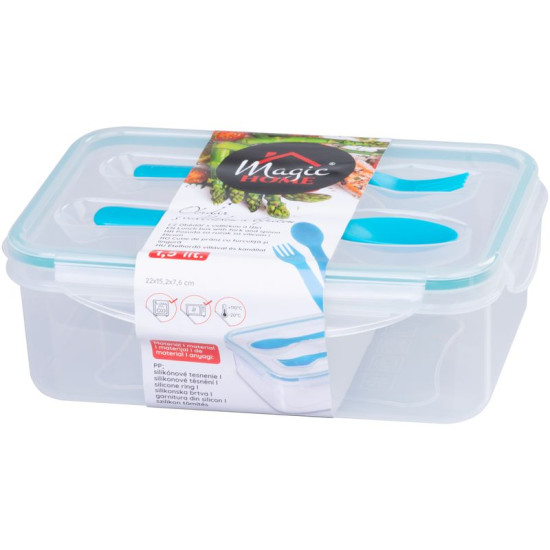 Контейнер для пищевых продуктов MаgiсHome, прямоугольный, 1,5 л, с вилкой и ложкой, 22x15,2x7,6 см