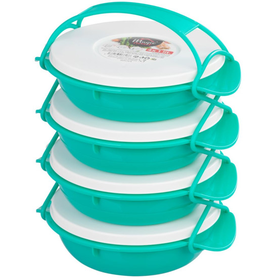 Контейнер для пищевых продуктов MаgiсHome, круглый, 4 секции, 4x1л, цветной