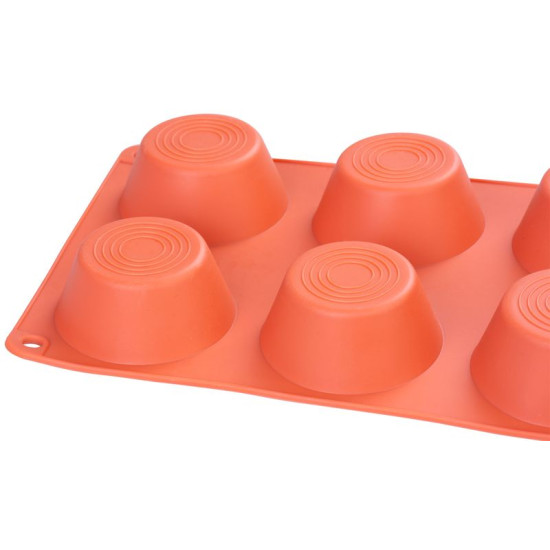 Форма Mаgiс Home для выпечки, на 6 кексов, силикон, красная, 23,7x16x3 см