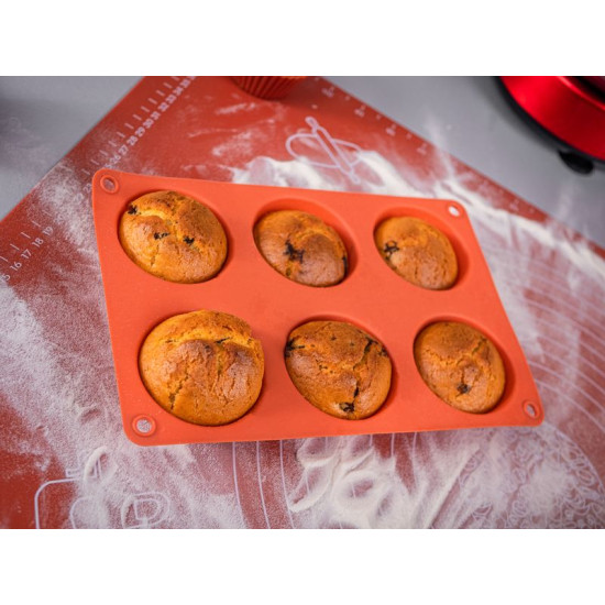 Форма Mаgiс Home для выпечки, на 6 кексов, силикон, красная, 23,7x16x3 см