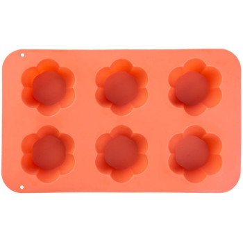 Форма Mаgiс Home для выпечки, на 6 булочек, силикон, цветочный узор, красная, 28,6x17,2х3,5 см