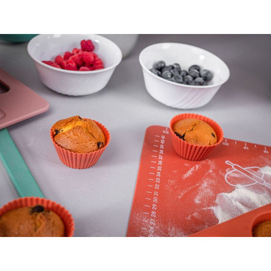 Форма Mаgiс Home для выпечки, для кексов, силикон, красный, набор из 6 шт., 6,5x6,5x3 см